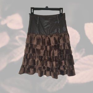 Medium Brown Skirt with Layered Ruffles